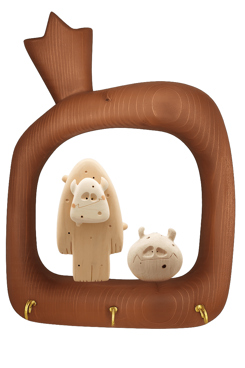 قاب جاکلیدی یک تکه جفتی دیو با بچه طرح انار 19*25