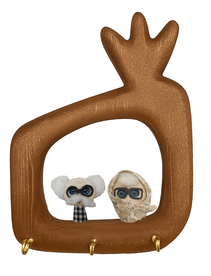 قاب جاکلیدی یک تکه جفتی کوچک: عروسک طرح انار با پدربزرگ مادربزرگ