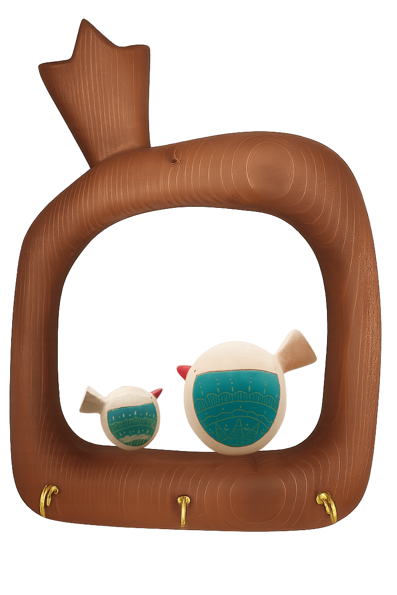 قاب جاکلیدی یک تکه جفتی پرنده با بچه طرح انار