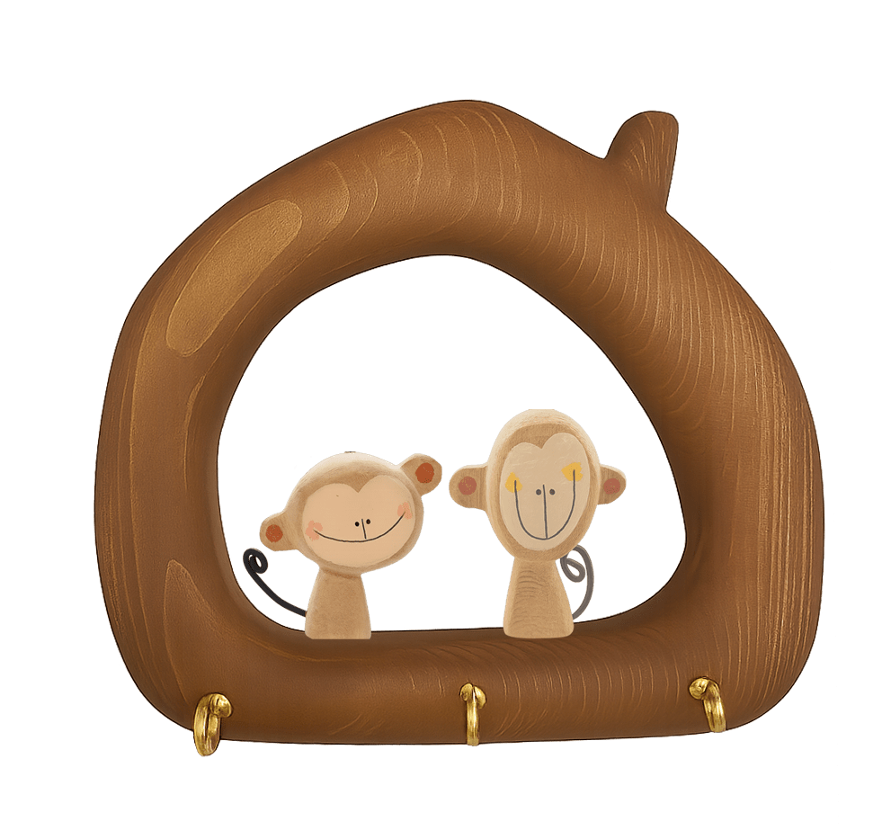 قاب جاکلیدی جفتی کوچک میمون بازیگوش طرح خانه