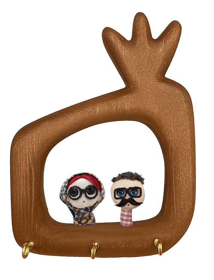 قاب جاکلیدی جفتی کوچک آقای سیبیل و زری خانم طرح انار